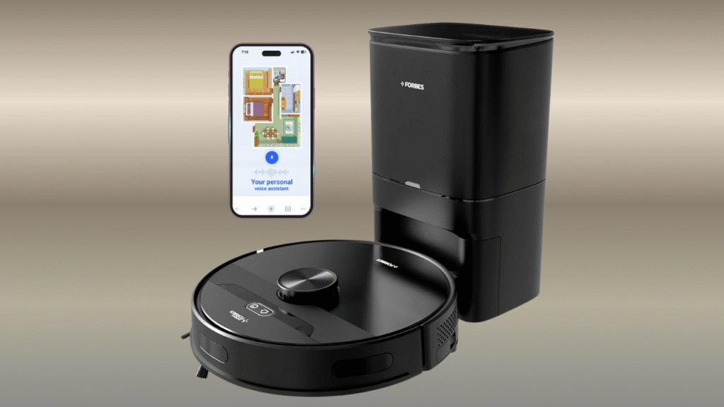 Eureka Forbes Smart Clean robotic vacuum cleaner on tiled floor in living room